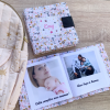 Livre photo tissu carré, album photo doudou personnalisé pour bébé et enfant, fleur, fille